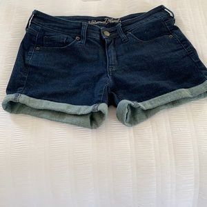 Universal Thread mid rise dark wash shorts